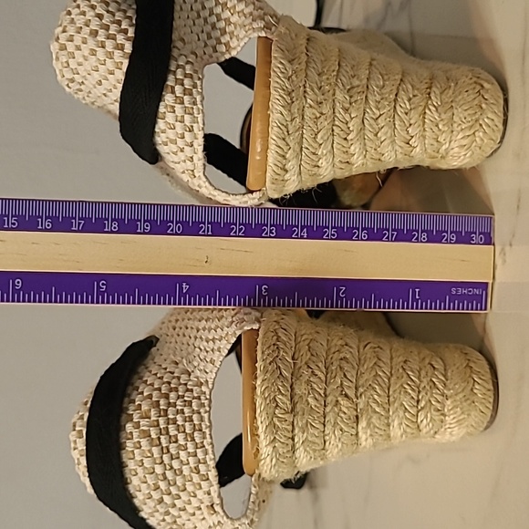 J. Crew Black Jute Closed Toe Wedges Espadrilles Sandals Sz 8 Boho Classic Chic - Picture 9 of 13